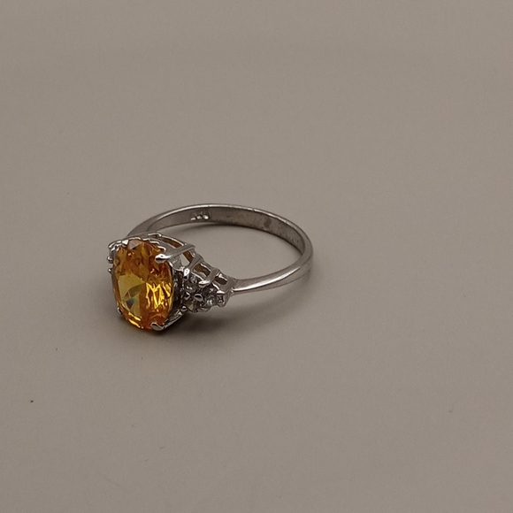 Canary Yellow Stone CZ Sterling Silver Ring - Picture 6 of 9